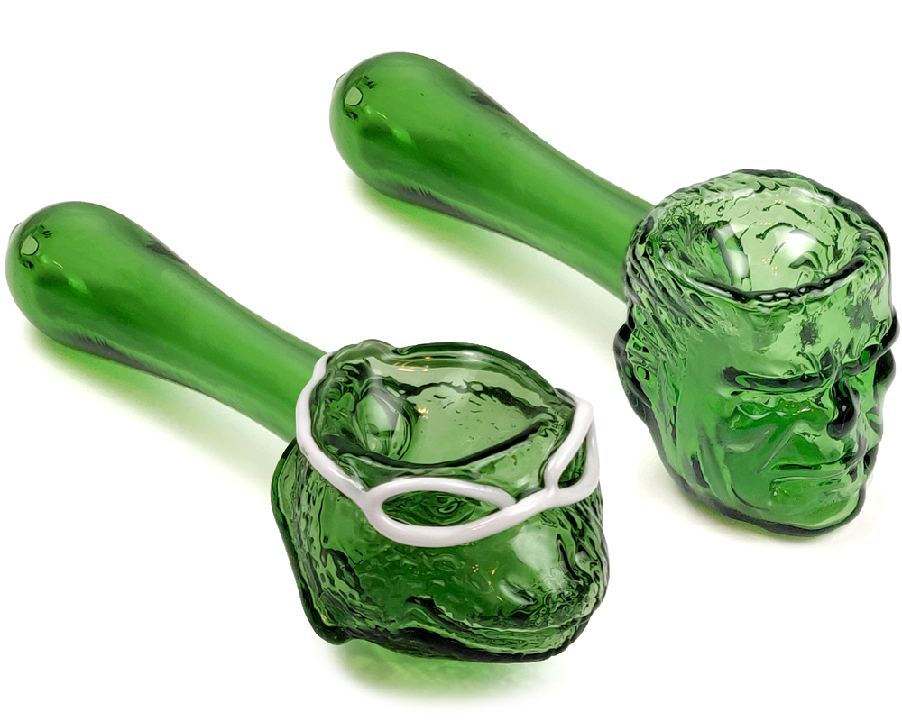 Pyrex glass spoon pipe Green