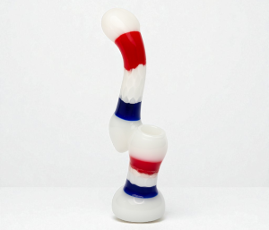 Patriotic Red, White & Blue Glass Hammer Pipe – 6"